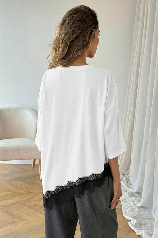 Elegant Lace Trim Loose Fit Top