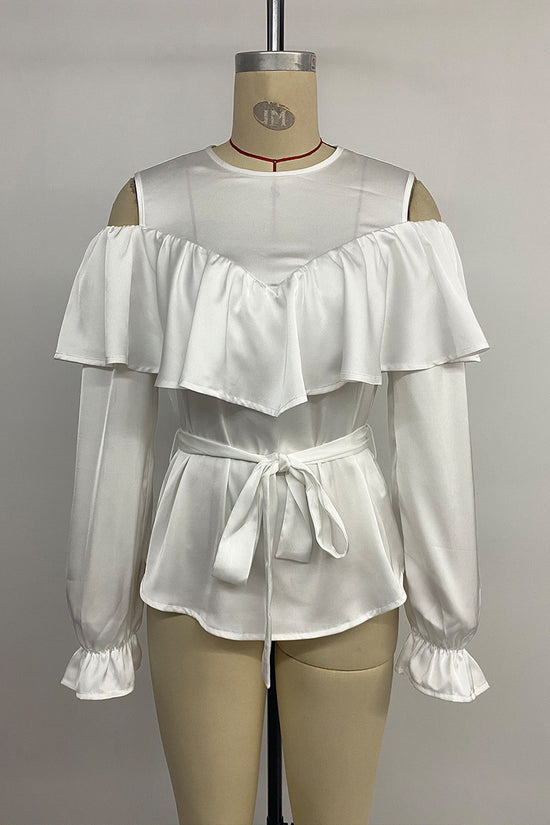 Ruffled Cold Shoulder Blouse