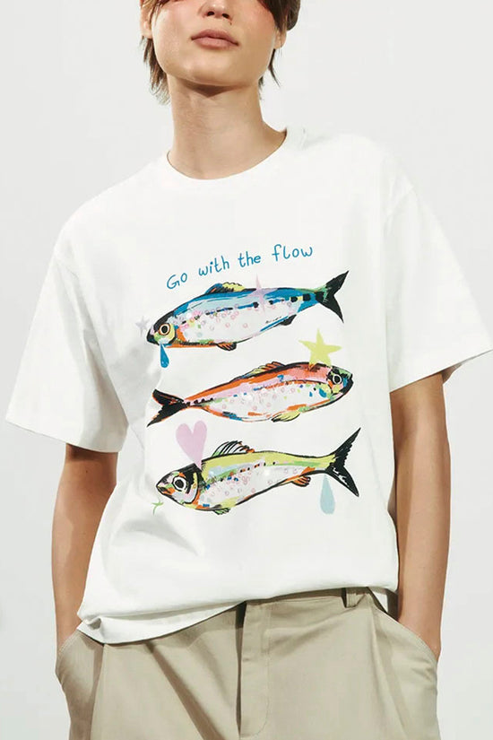 Graphic Fish Print Oversized T-Shirt