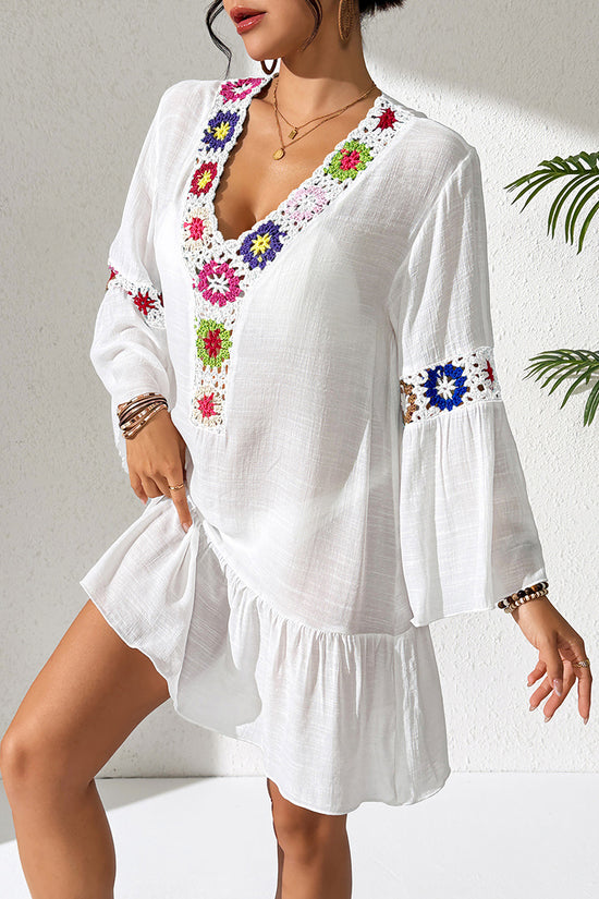 Floral Crochet Boho Beach Cover-Up