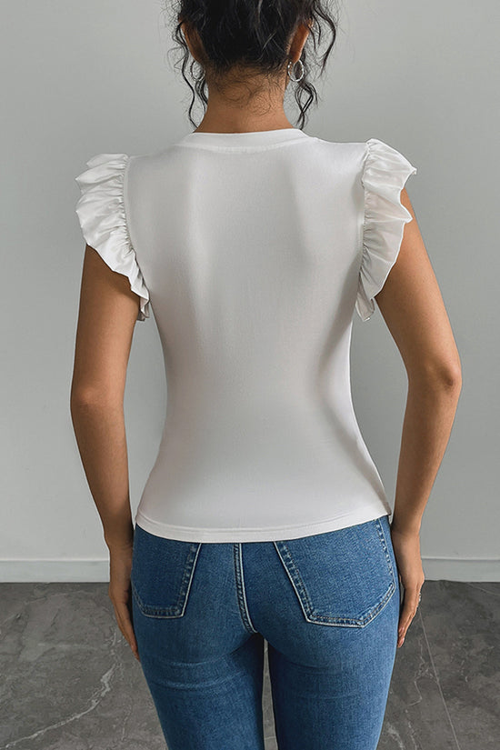 Floral Ruffle Sleeve Bodycon Top
