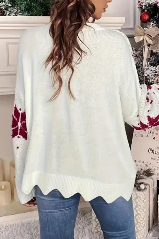 Festive Tree and Star Pattern Sweater