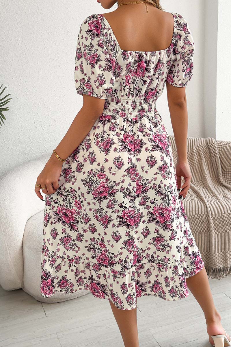 Off-the-Shoulder Floral Casual Dress