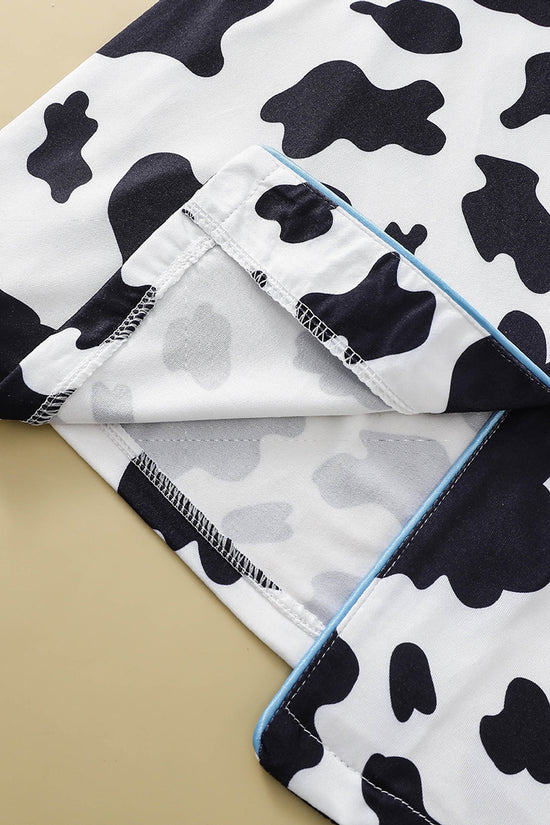 Cow Print Button-Up Pajama Set