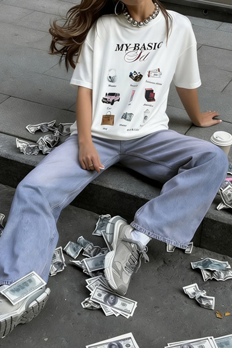Graphic Tee with Trendy Icons