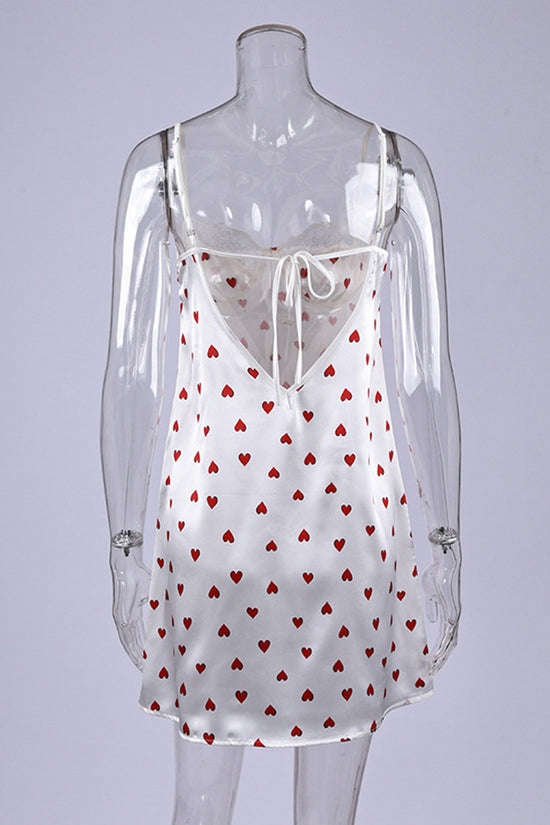 Heart Print Sleeveless Pajama Dress