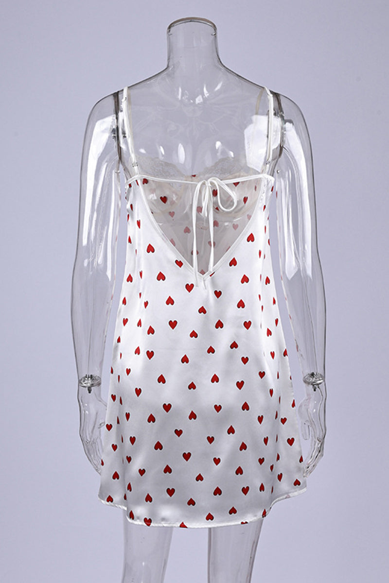 Heart Print Sleeveless Pajama Dress