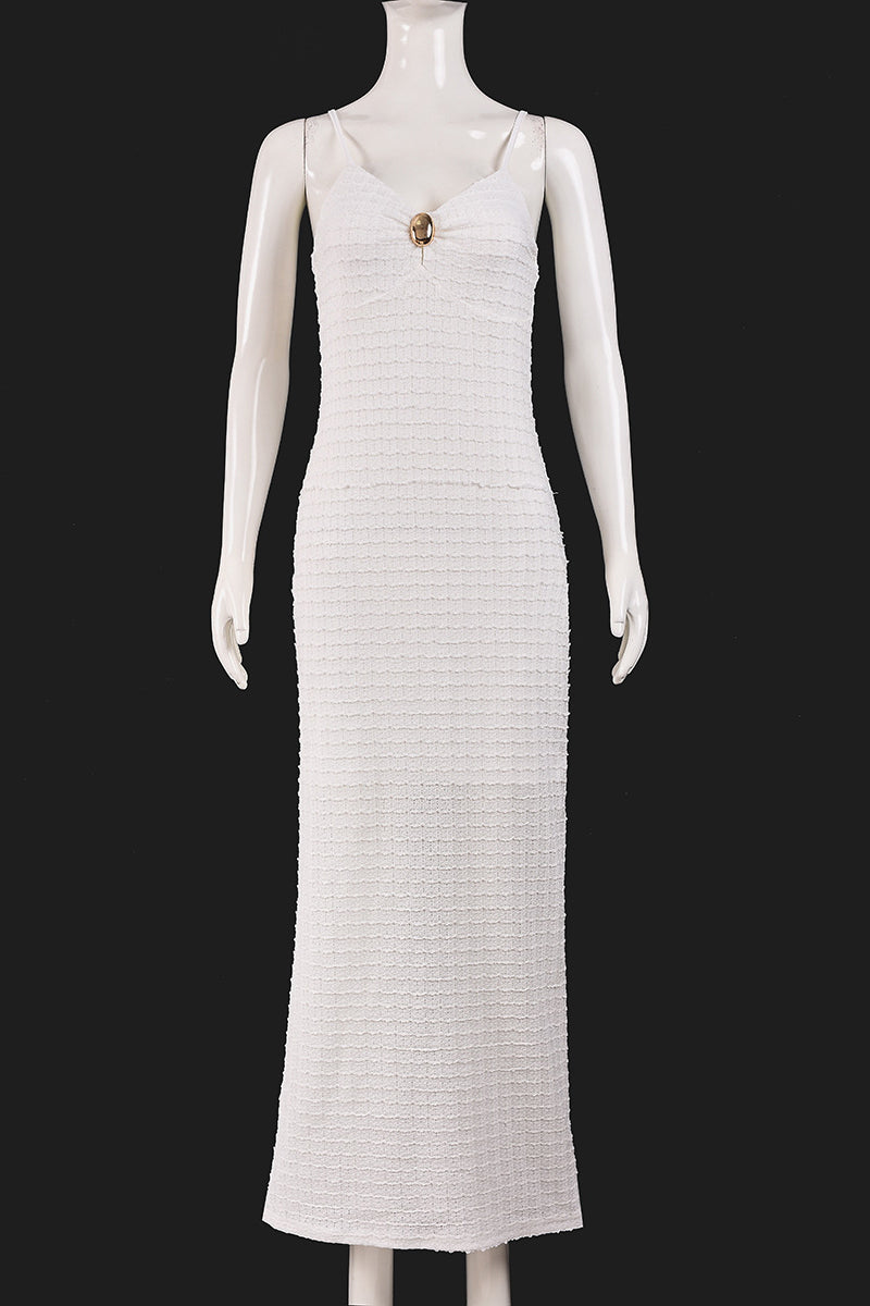 Textured Sleeveless Maxi Bodycon Dress