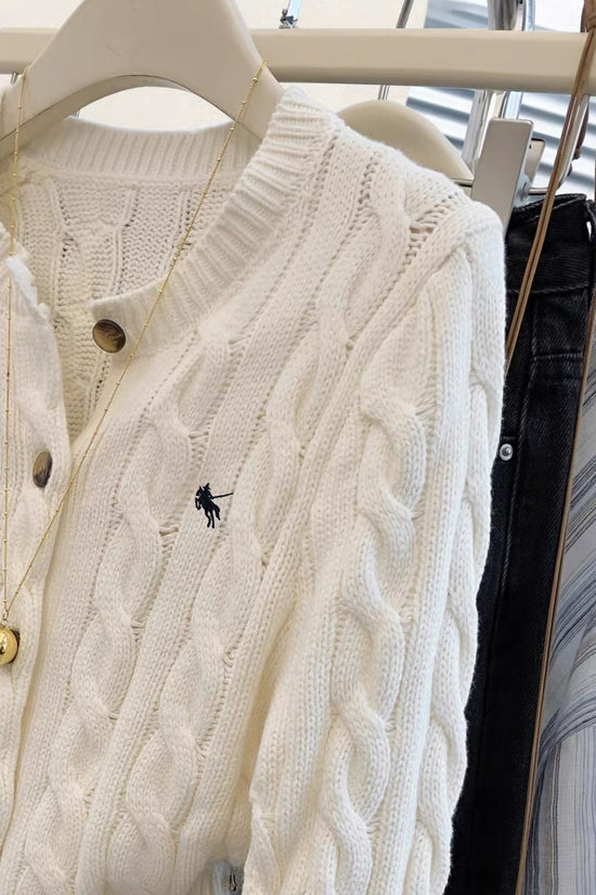 Classic Cable Knit Button Down Cardigan