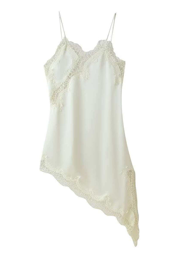 Asymmetrical Lace Hem Stylish Slip Dress