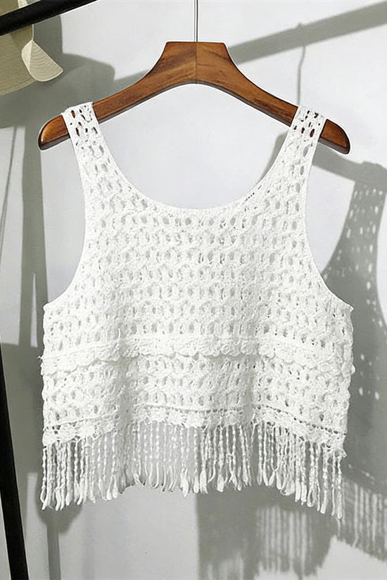 Sleeveless Crochet Design Tank Top