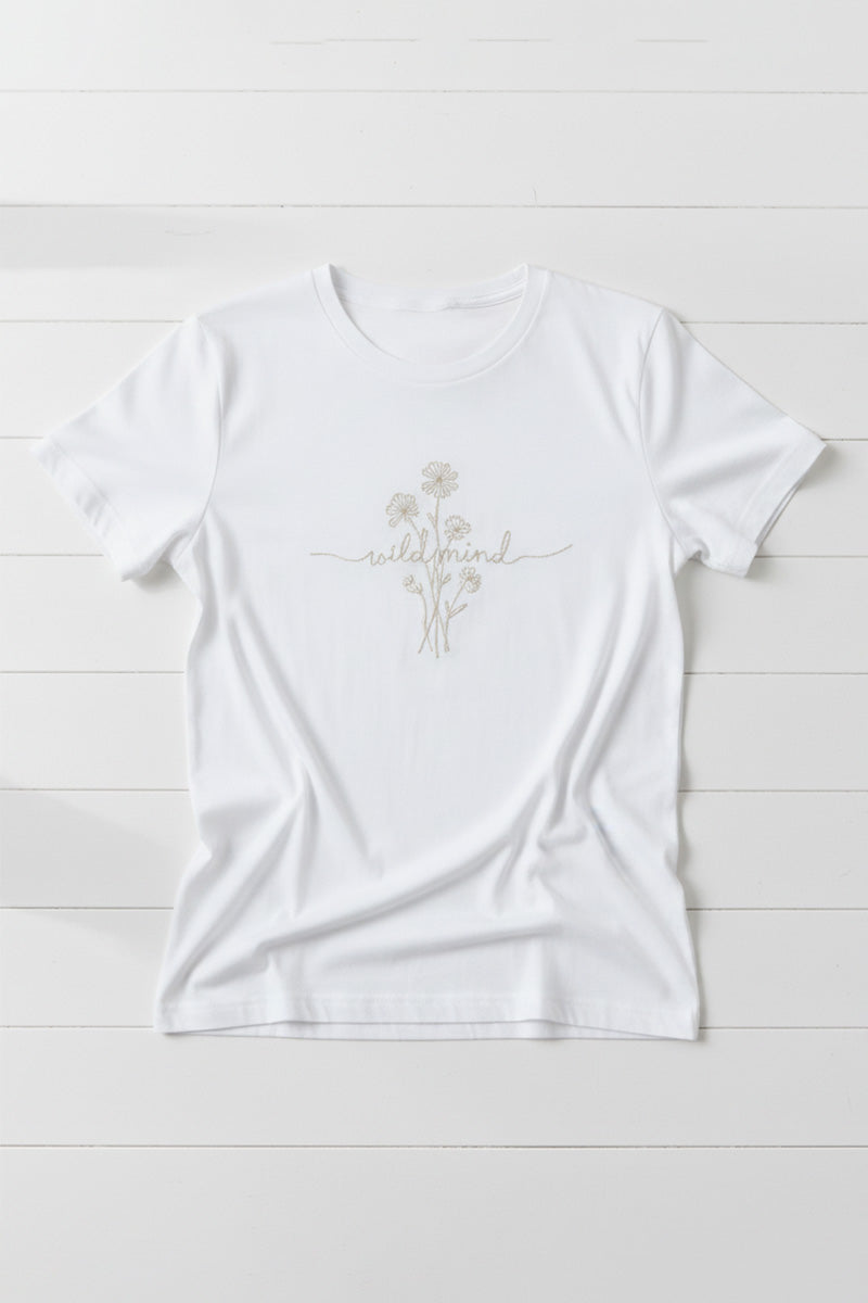 Wild Mind Floral Embroidered T-Shirt