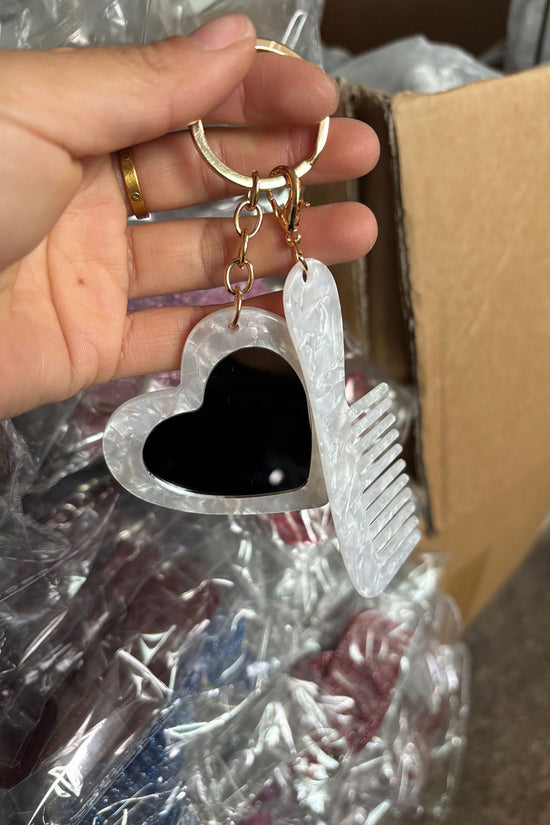 Heart and Comb Keychain Set