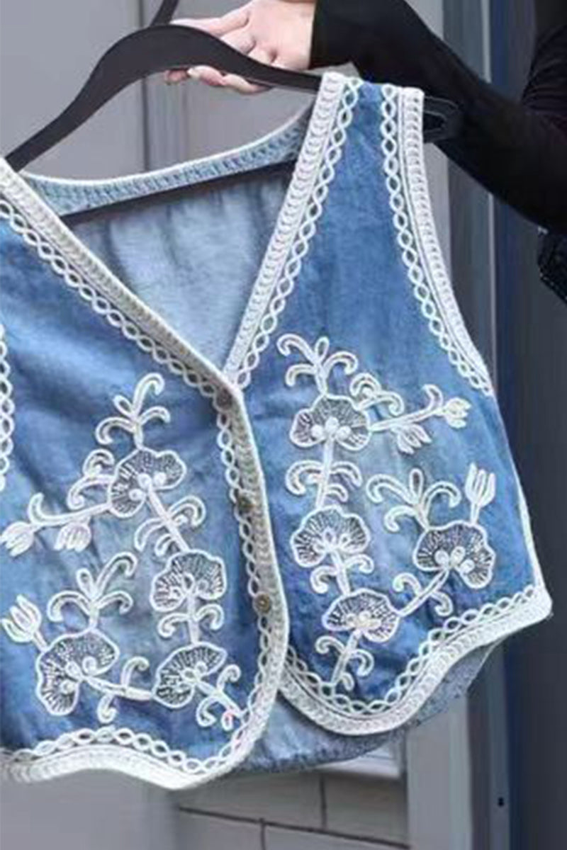 Patterned Sleeveless Vest