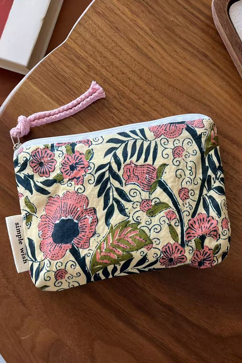 Floral Print Zipper Pouch
