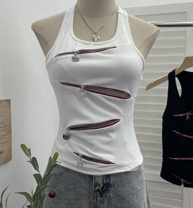 Edgy Zipper Detail Tank Top