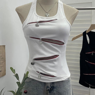 Edgy Zipper Detail Tank Top
