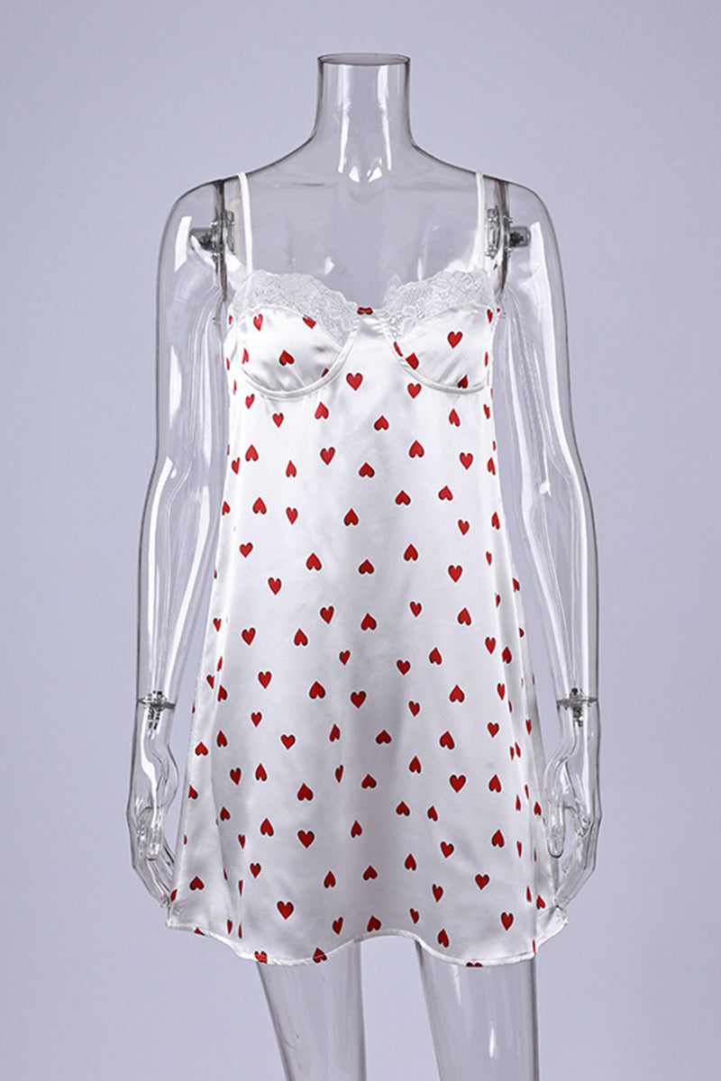 Heart Print Sleeveless Pajama Dress