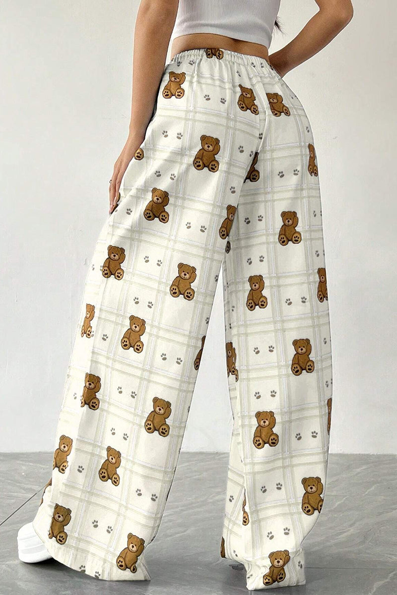 Teddy Bear Print Casual Pants