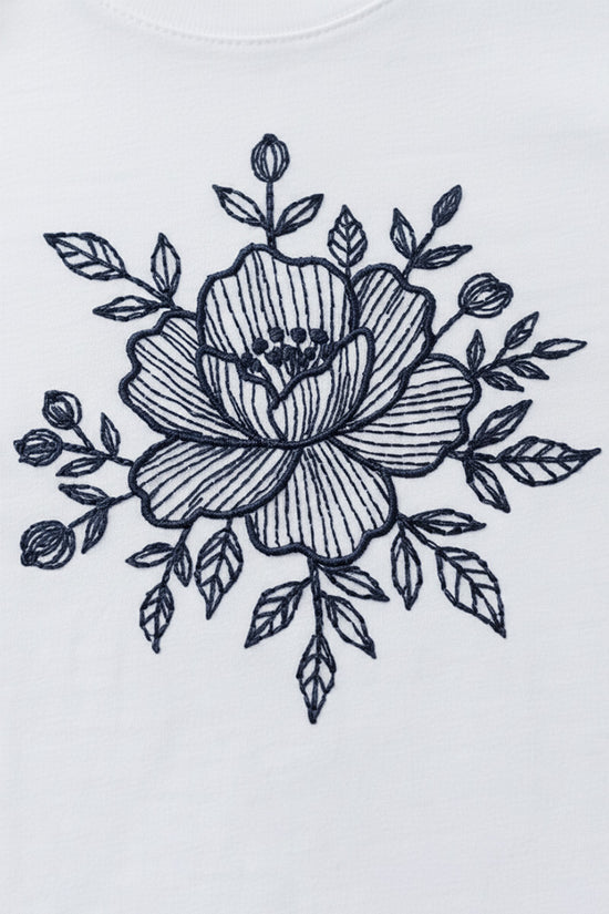 Classic Floral Embroidered T-Shirt