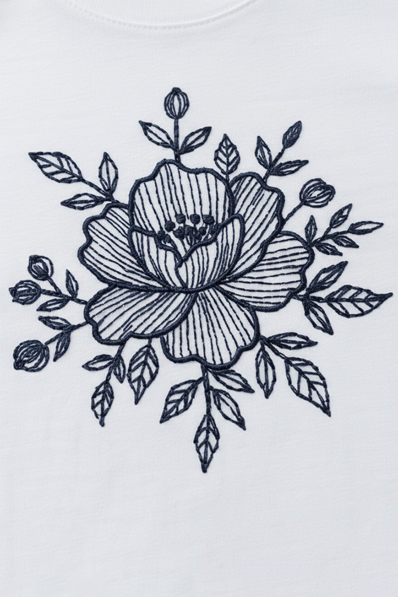 Classic Floral Embroidered T-Shirt