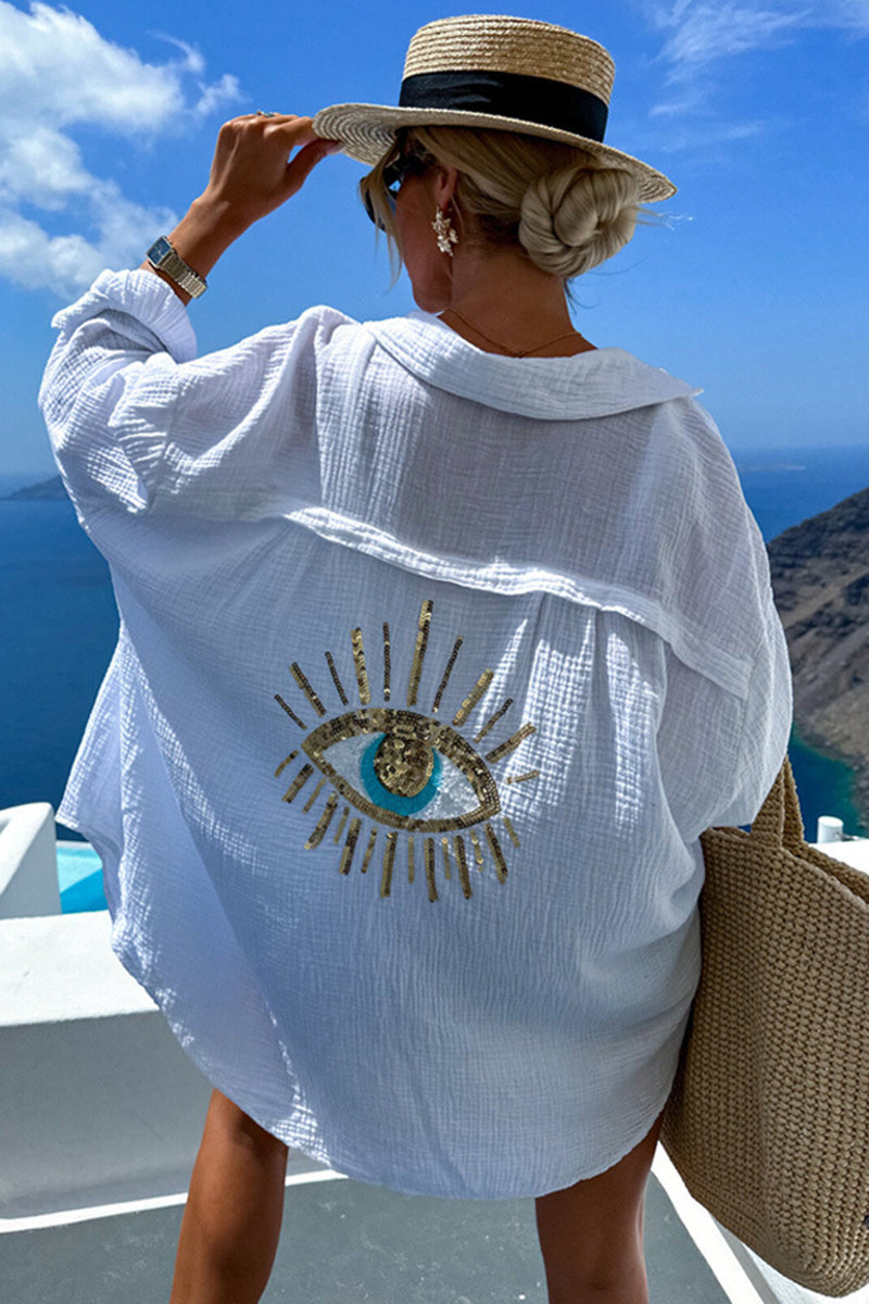 Eye Embellished Casual Blouse