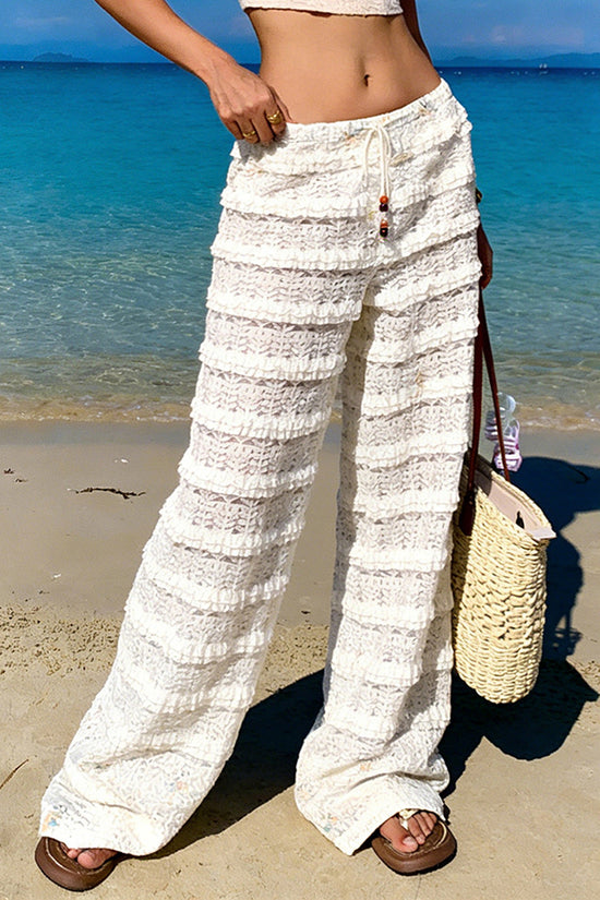 Textured Wide-Leg Casual Pants