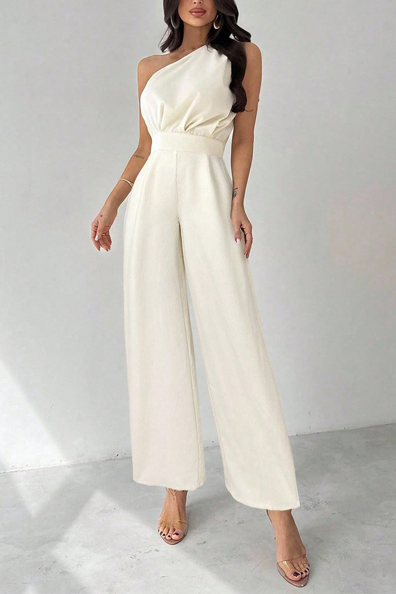 One-Shoulder Elegant Wide-Leg Jumpsuit