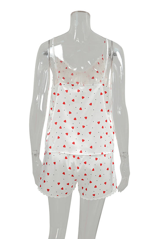 Heart Print Sleeveless Pajama Set