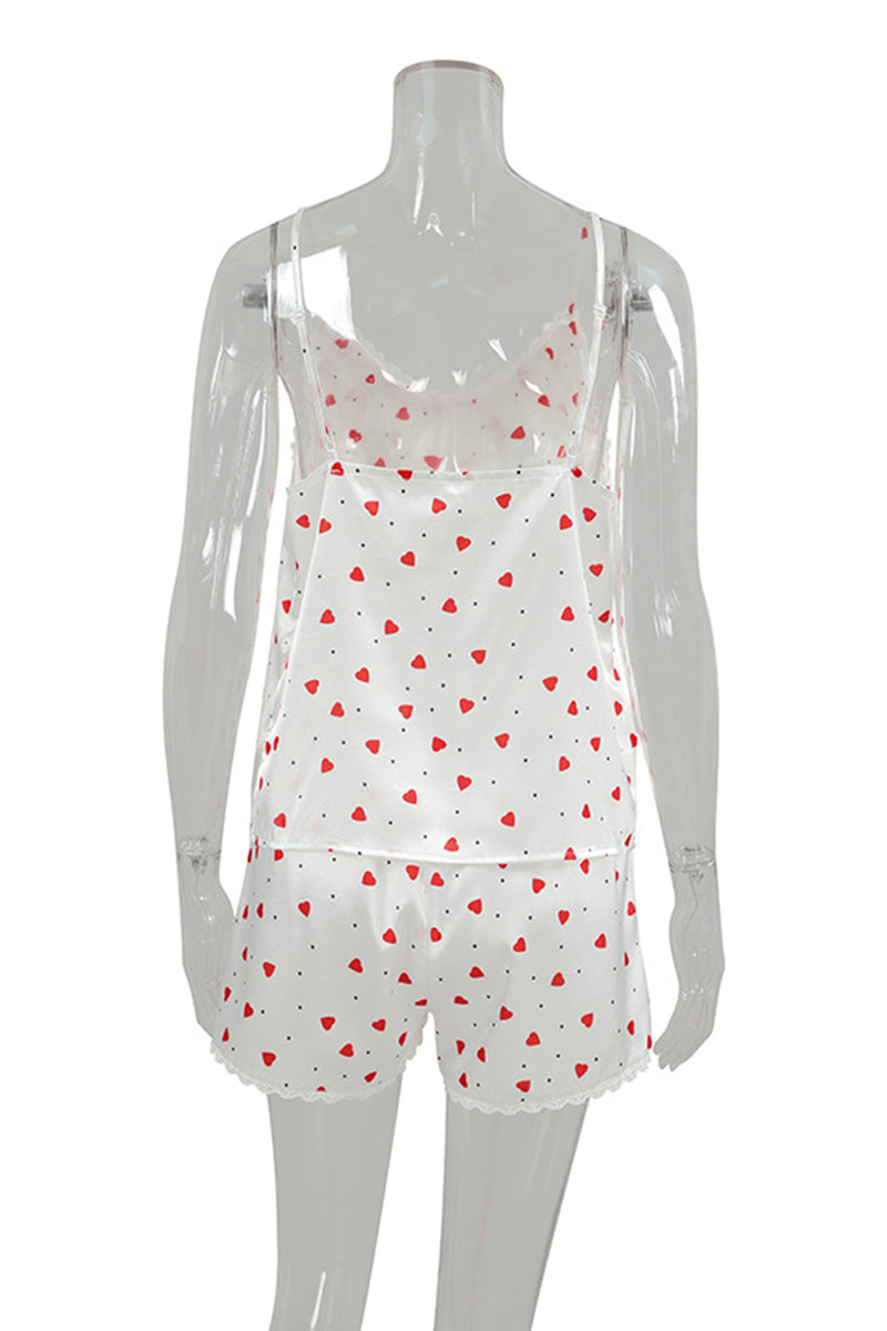 Heart Print Sleeveless Pajama Set