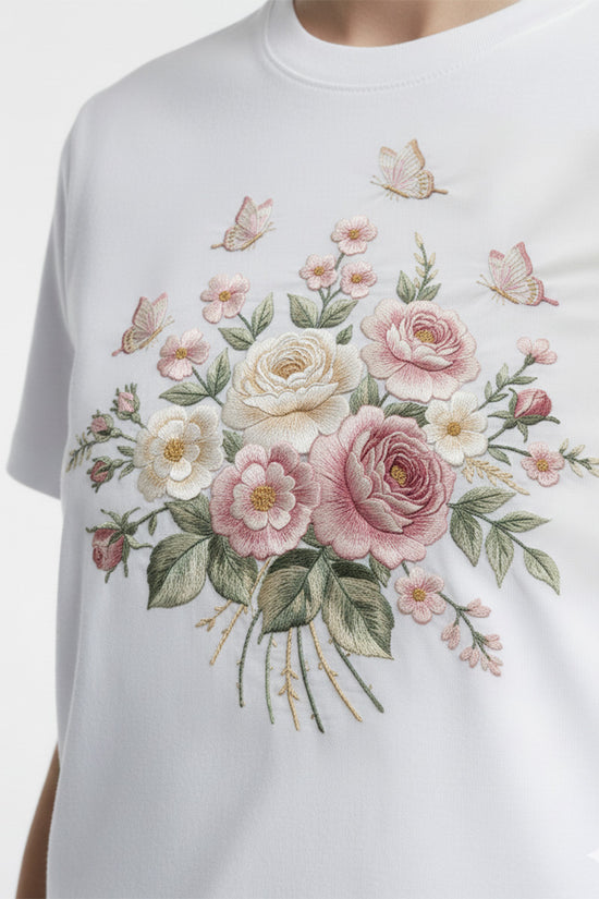 Bouquet Embroidered T-Shirt