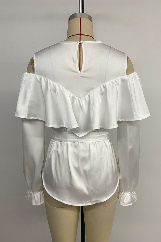 Ruffled Cold Shoulder Blouse