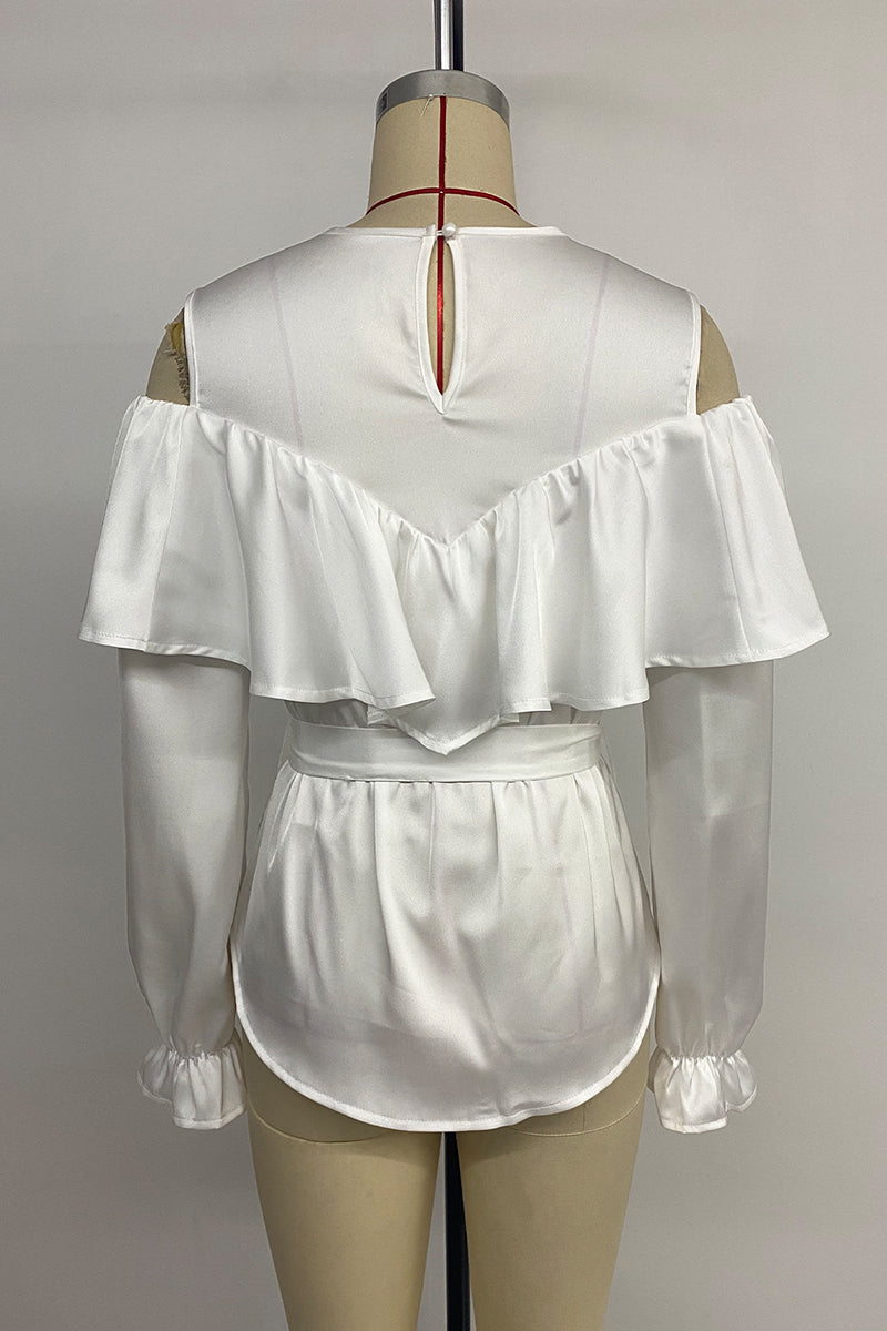 Ruffled Cold Shoulder Blouse