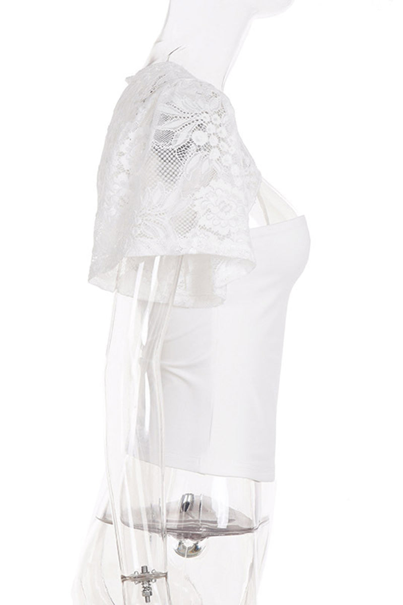 Elegant Lace Overlay T-Shirt