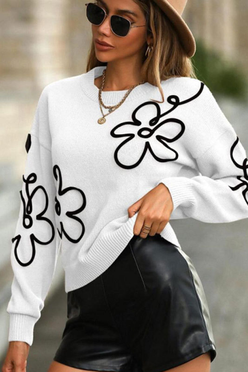 Floral Graphic Knit Sweater