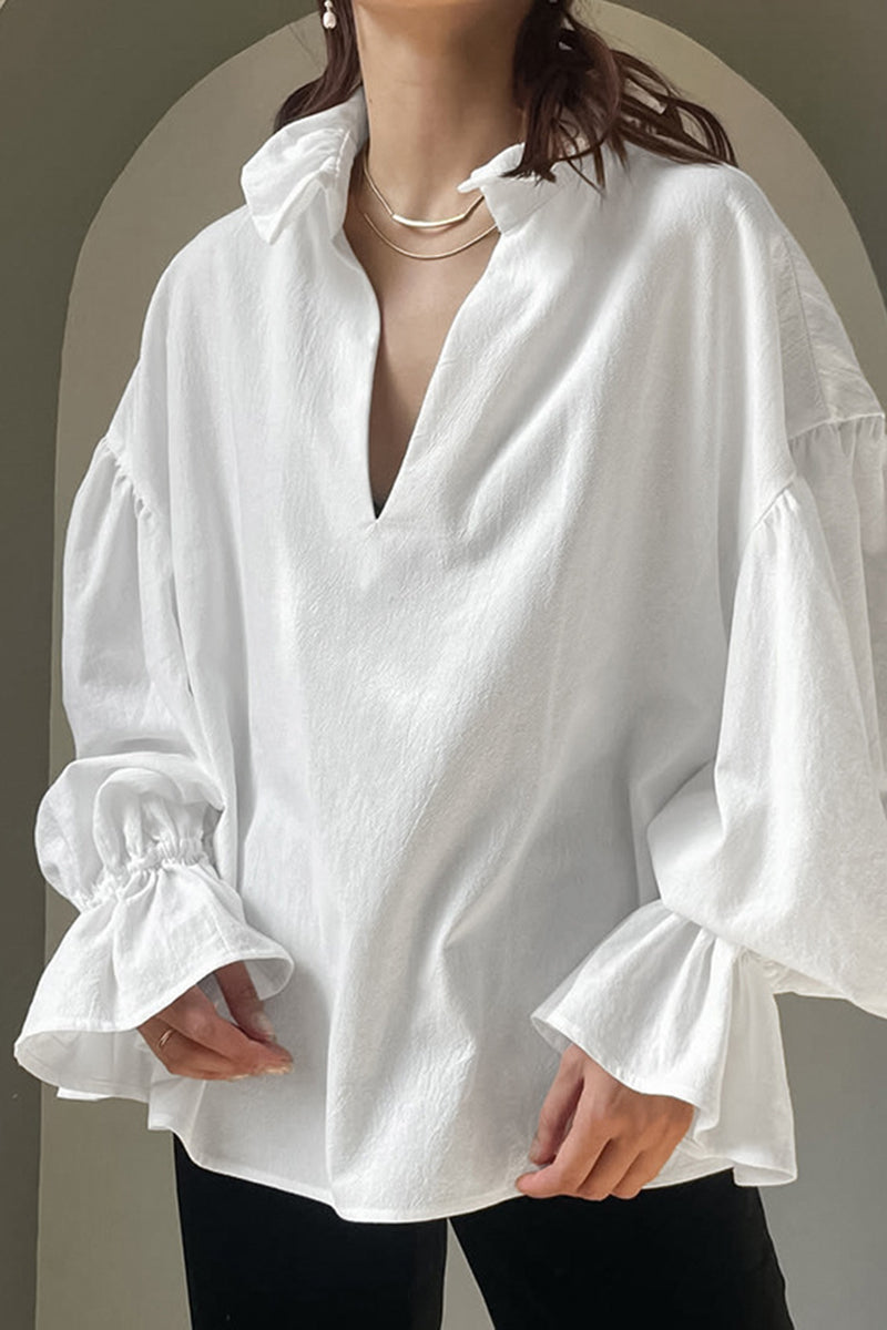 Chic V-Neck Puff Sleeve Blouse