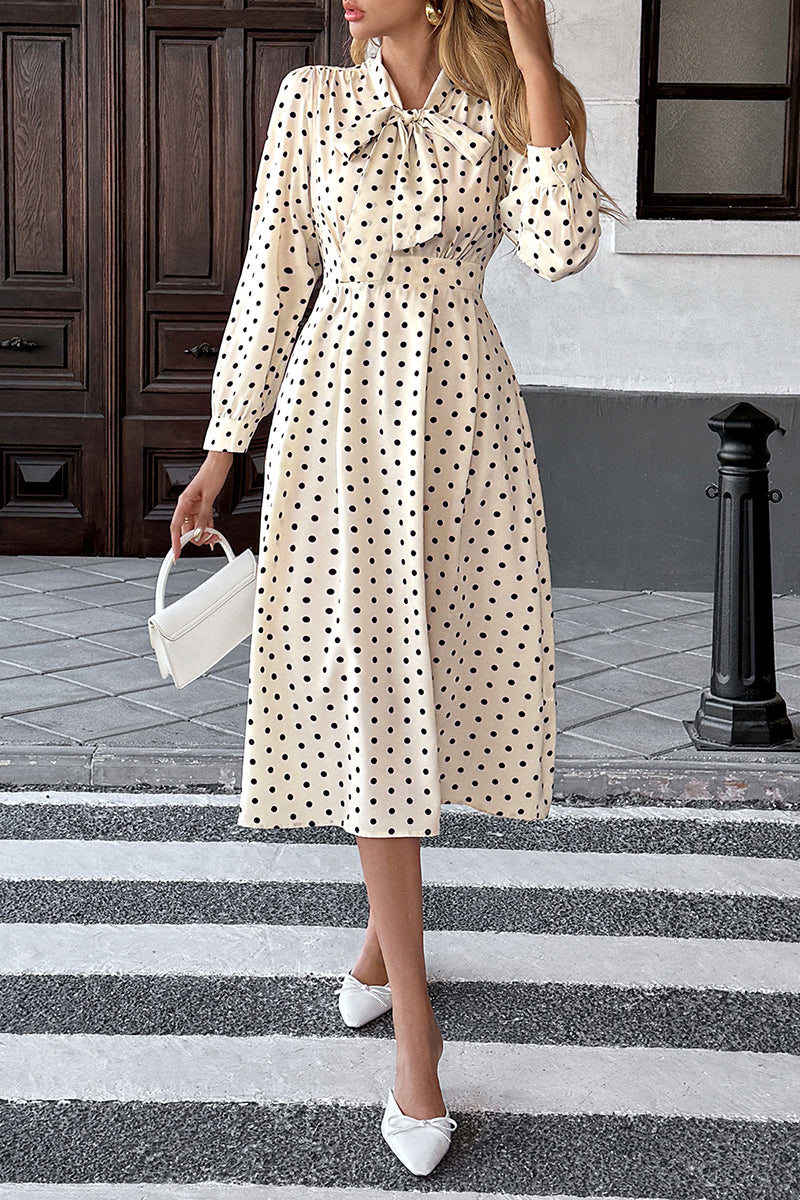 Polka Dot Bow Tie Midi Dress