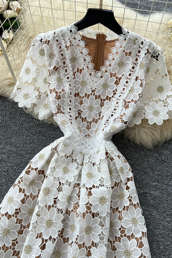 Floral V-Neck Casual Midi Dress