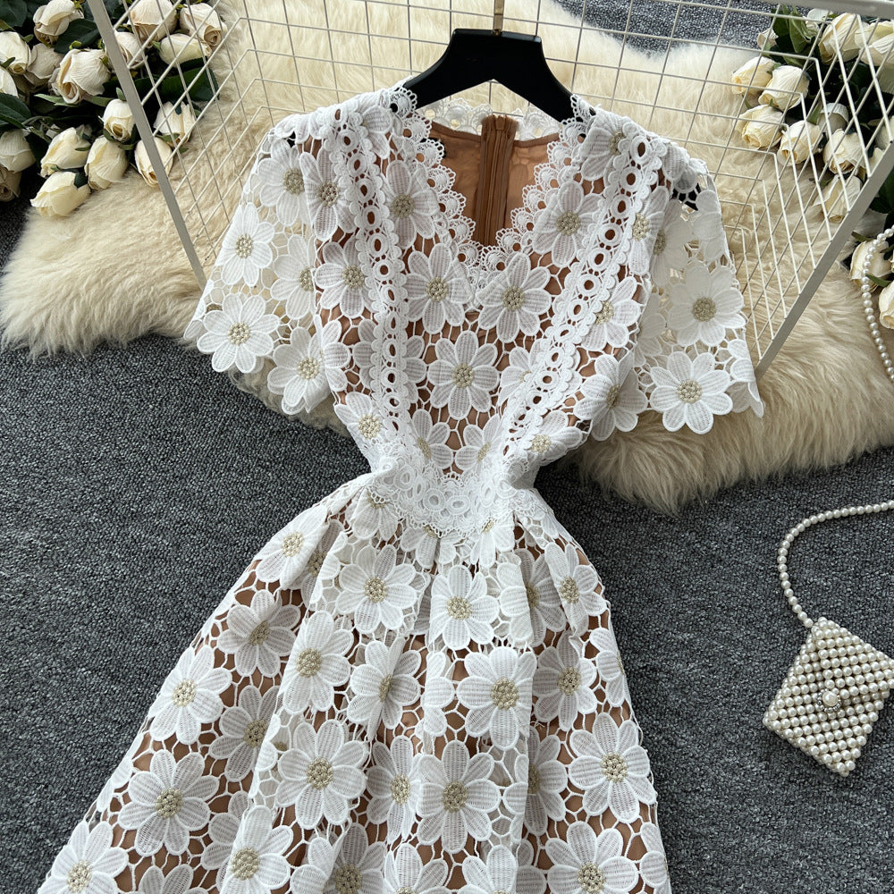 Floral V-Neck Casual Midi Dress
