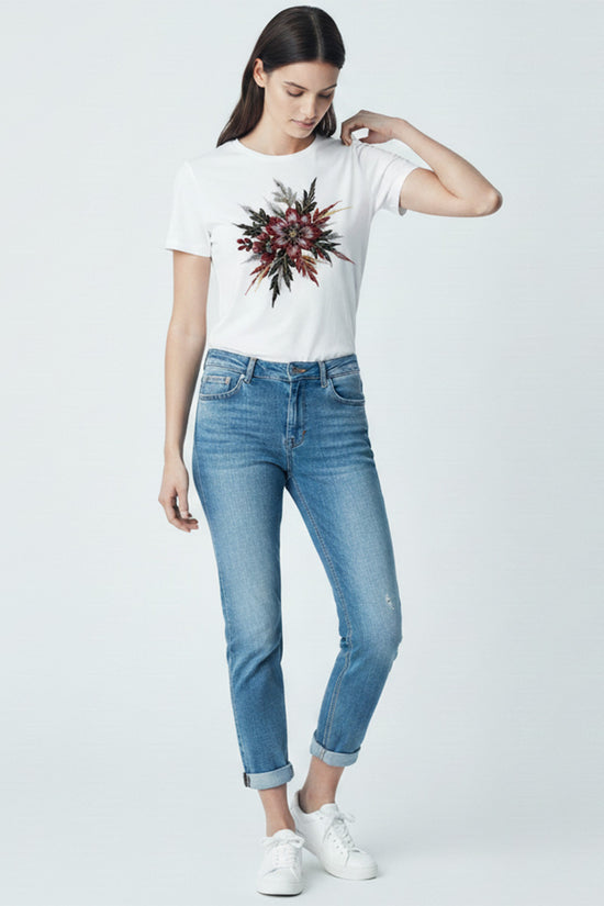 Bold Floral Embroidered T-Shirt