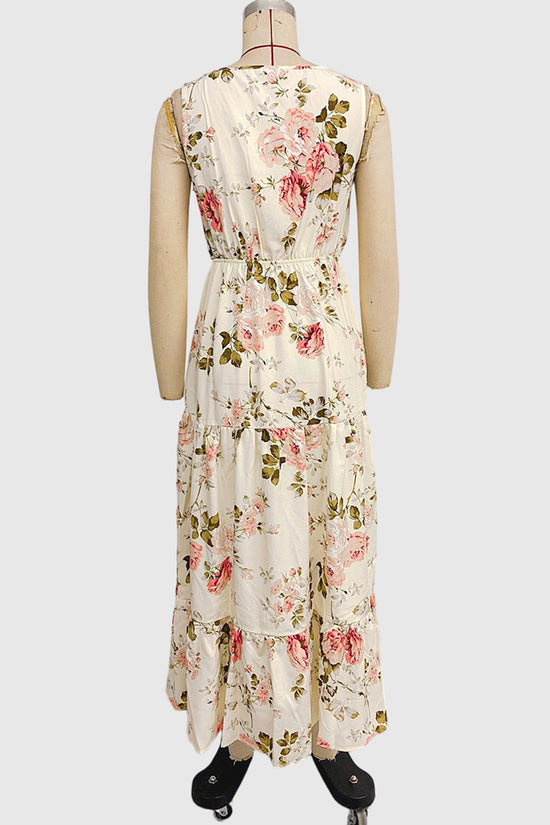 Floral Sleeveless V-Neck Maxi Dress