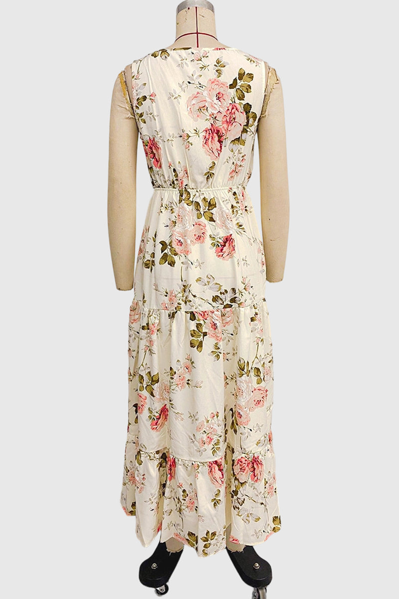 Floral Sleeveless V-Neck Maxi Dress