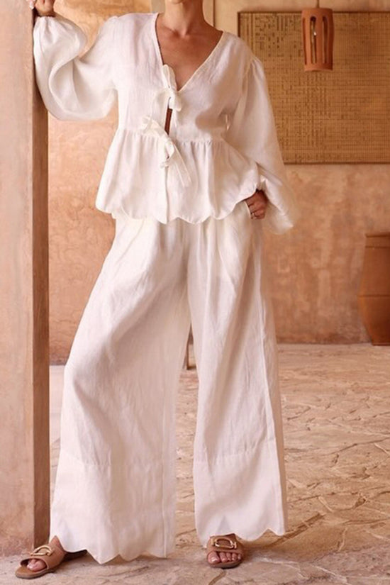 Elegant Tie-Front Pants Set