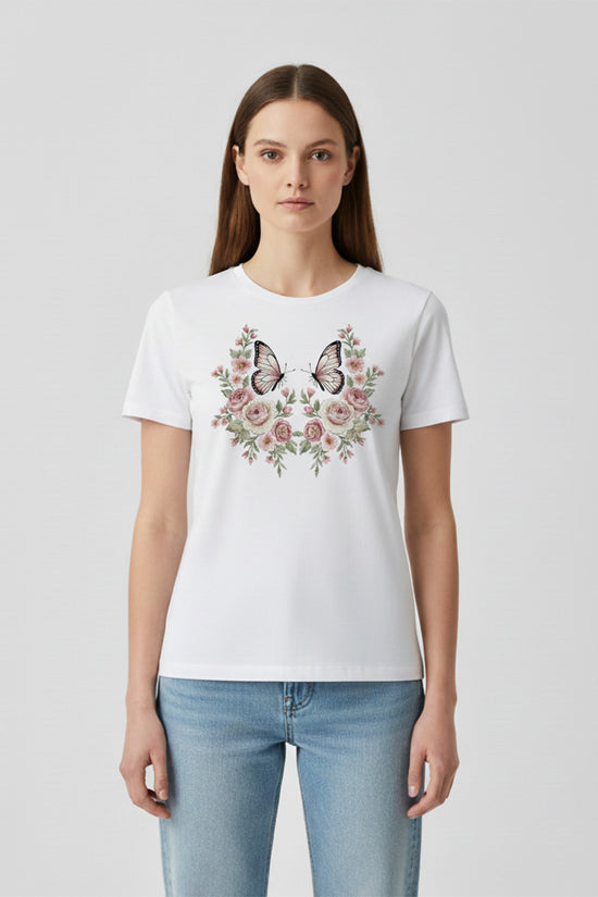 Butterfly Garden Embroidered T-Shirt