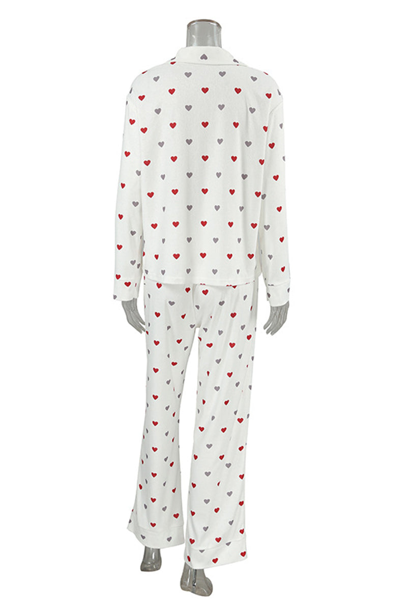 Heart Pattern Sleeveless Pajama Set