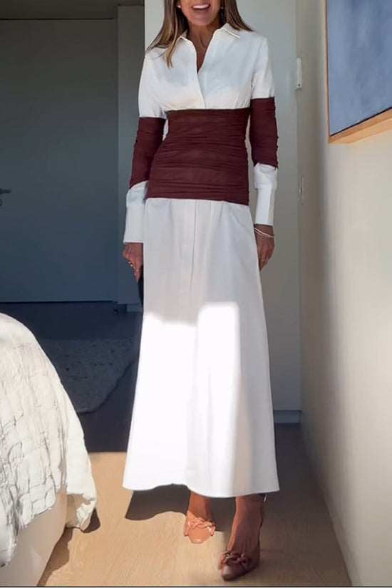 Long Sleeve Contrast Wrap Casual Dress