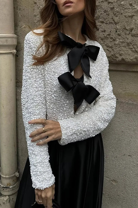 Bow Accent Textured Blazer