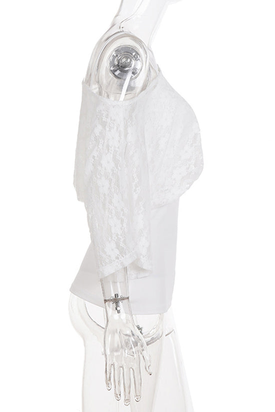 One-Shoulder Lace Casual T-Shirt