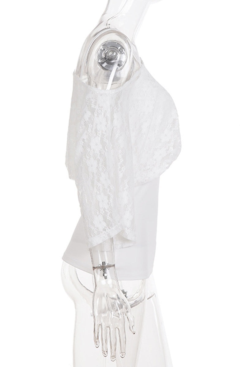 One-Shoulder Lace Casual T-Shirt