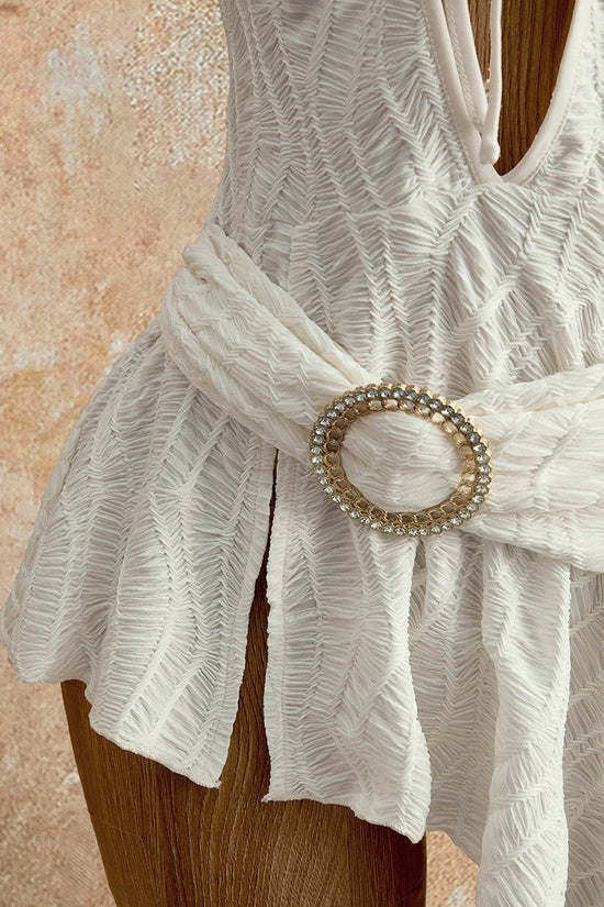 Halter Neck Tie-Front Sleeveless Dress